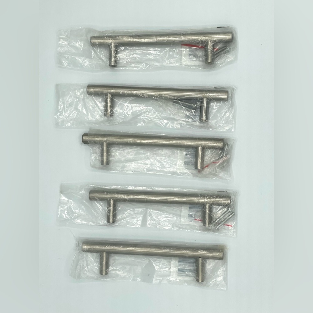 Lot of 5- 6-1/4‎ in. Center-to-Center Stainless Steel T-Bar Pull